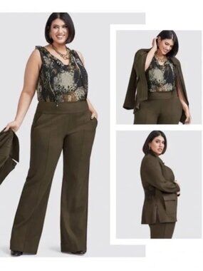 CAbi Academy Trouser Ponte Pant Olive Green Size 10